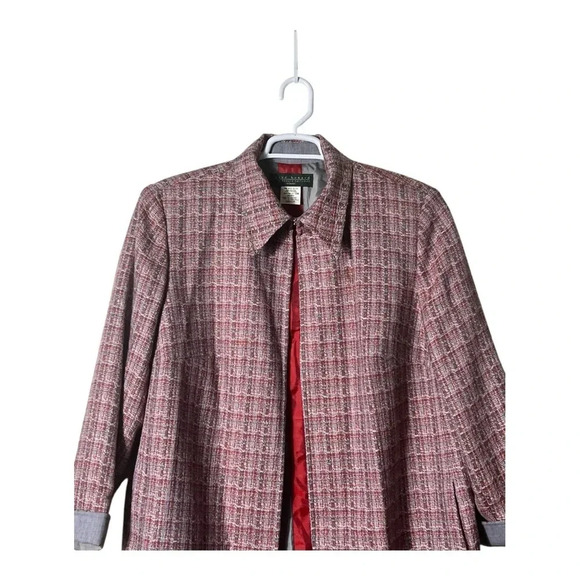 HARVE BENARD VINTAGE OPEN FRONT WOOL MIDI LENGTH COAT SIZE 18W 100% WOOL RED‎ - Picture 2 of 7